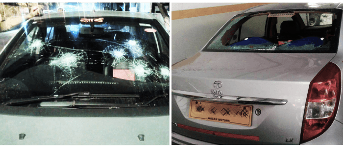 Uber driver partner's car vandalized