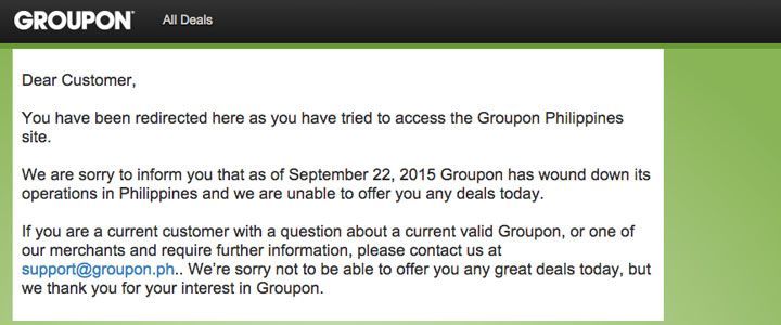 No surprise that Groupon is shutting down in Thailand and the Philippines