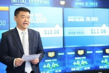 Wowo CEO Xu Maodong at the company's NASDAQ IPO.