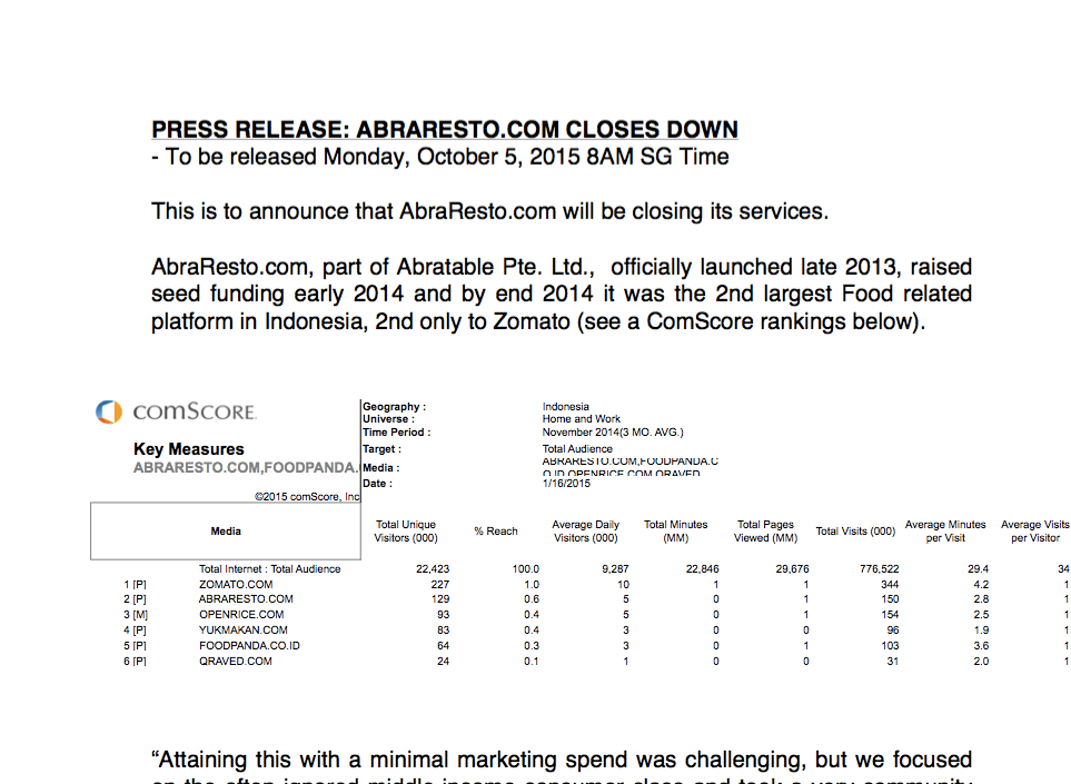 Abratable-Abraresto-shutdown-press-release