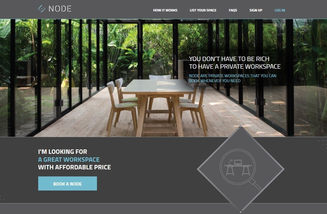 Node (Airbnb for working space) screenshot