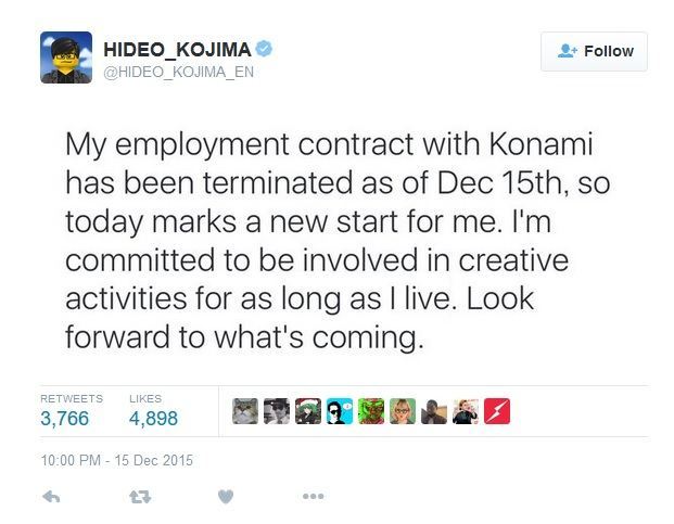Hideo Kojima tweet