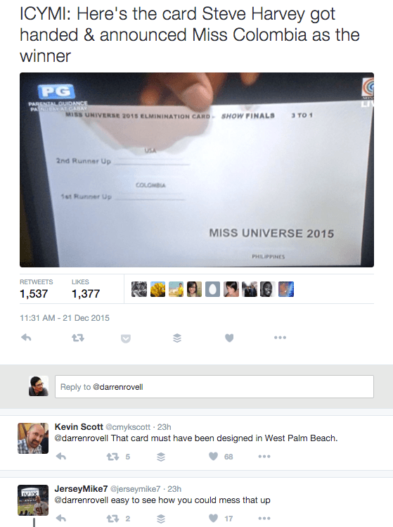 steve harvey miss universe card