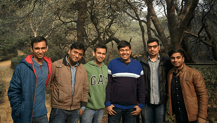 Six of Gamezop's seven-person team. Yashash is on the far left.