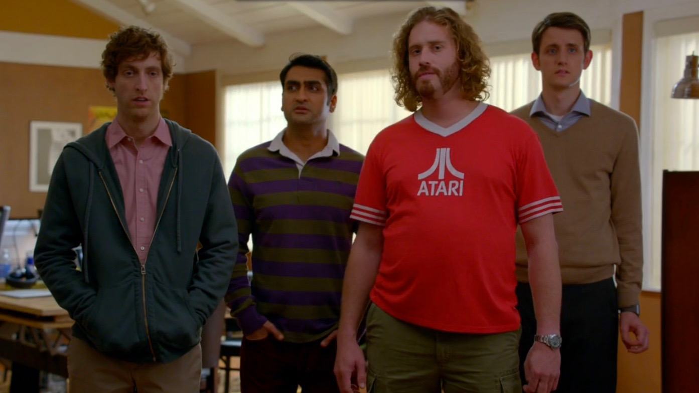 Four of Pied Piper's team members in the series Silicon Valley.