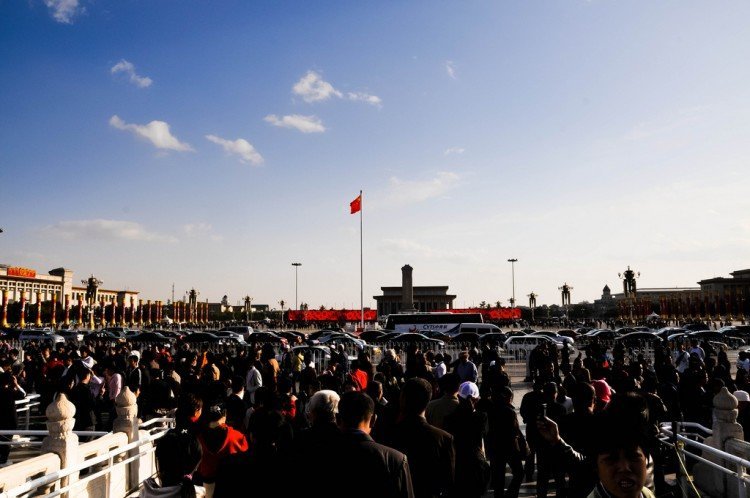 Crowds at China's Tiananmen Square. Photo by Ole Bendik Kvisberg.