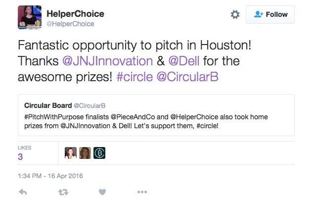 The finalists all ended up receiving some of the Pitch with Purpose prizes.