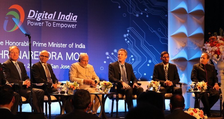 Venktesh Shukla with Indian Prime Minister Narendra Modi, Google CEO Sundar Pichai, Microsoft CEO Satya Nadella in Silicon Valley