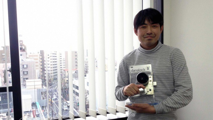 Founder and CEO Makoto Ogawa shows off one of Z-Works' smart locks. 