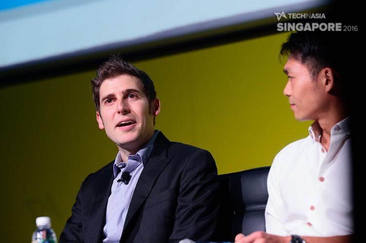 Eduardo Saverin on stage at Tech in Asia Singapore 2016