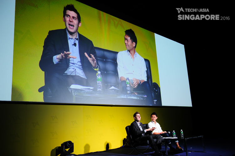 Eduardo Saverin on stage at Tech in Asia Singapore 2016
