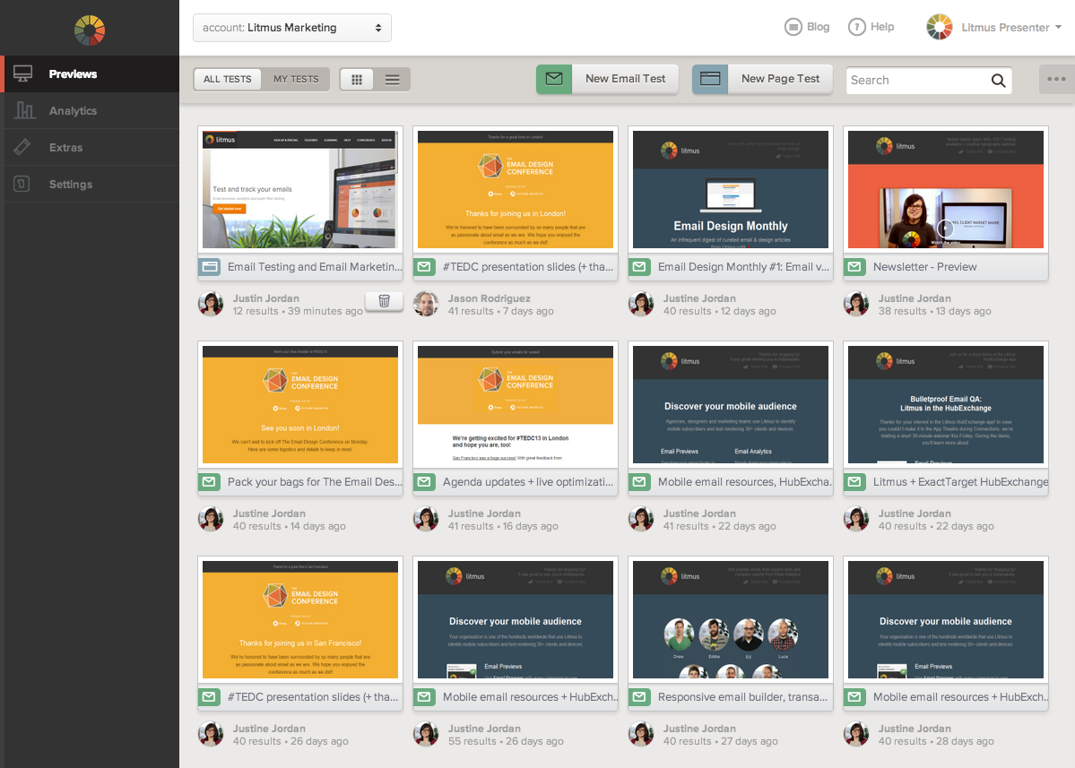 With Litmus, you can actually preview your campaigns in over 30 different email clients before you send it out to your users. Your email is rendered using the actual email clients, allowing you to quickly identify problems with your design.