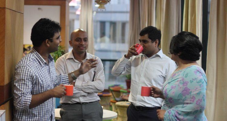 Knowlarity co-founder Ambarish Gupta - second from left in the startup's office. Photo credit: Knowlarity. 