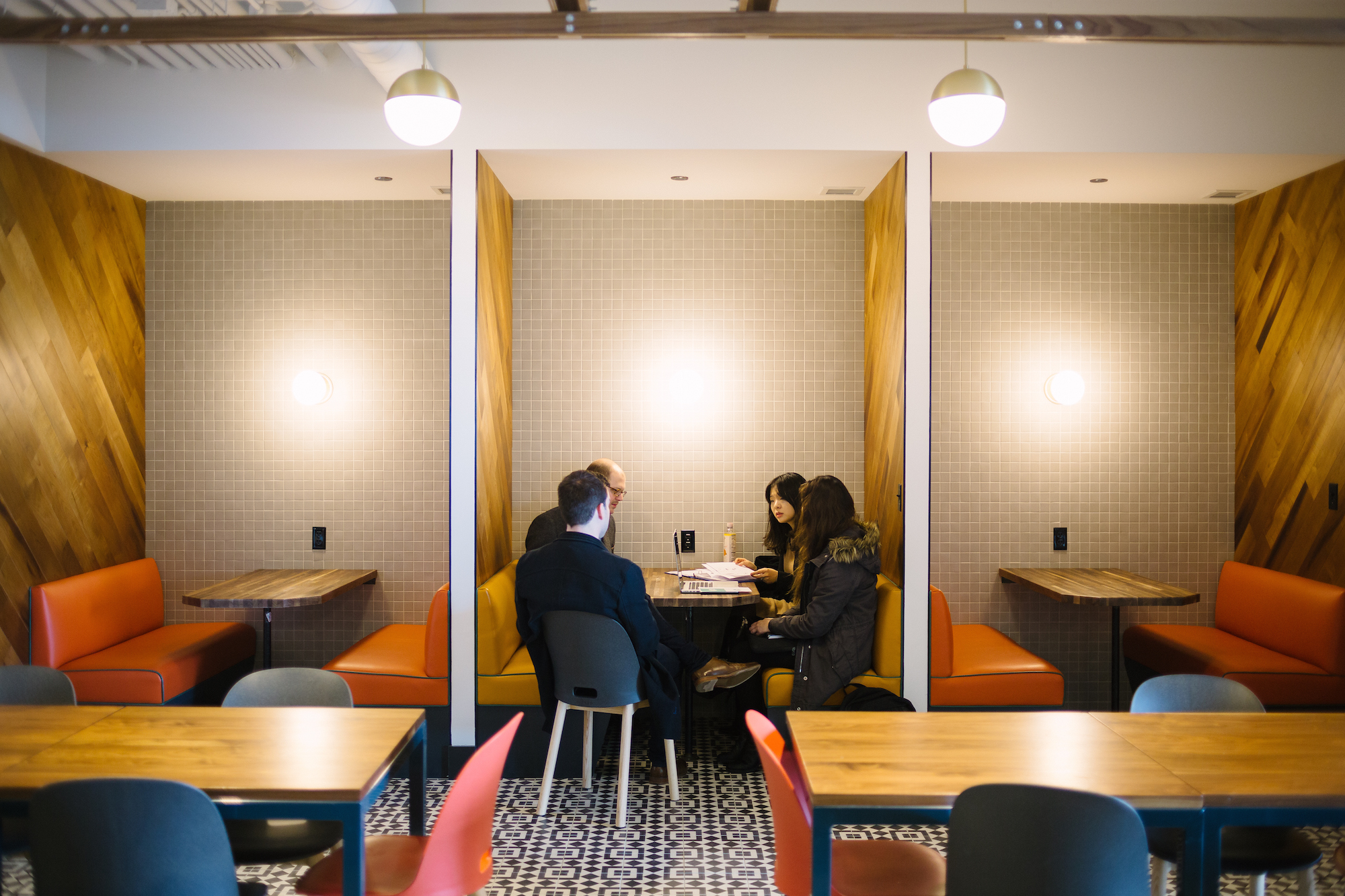 Meeting booths at WeWork's Yanping Lu location in central Shanghai. Photo credit: WeWork.