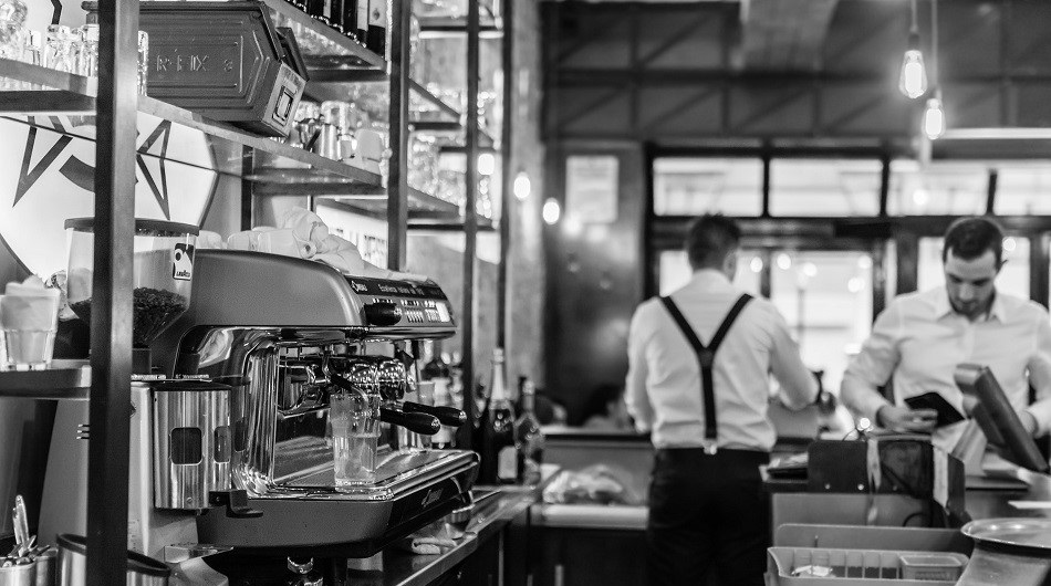 Waiters in a cafe