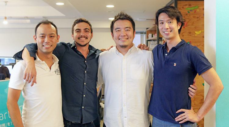 From left to right: Yohei Sawayama and James Riney of 500 Startups Japan. Founder and CEO of Kufu Shoji Miyata. Toshimichi Namba of WiL.