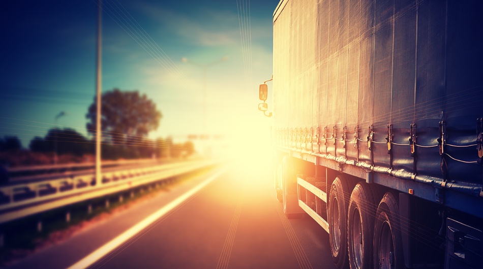 Truck on the highway, logistics