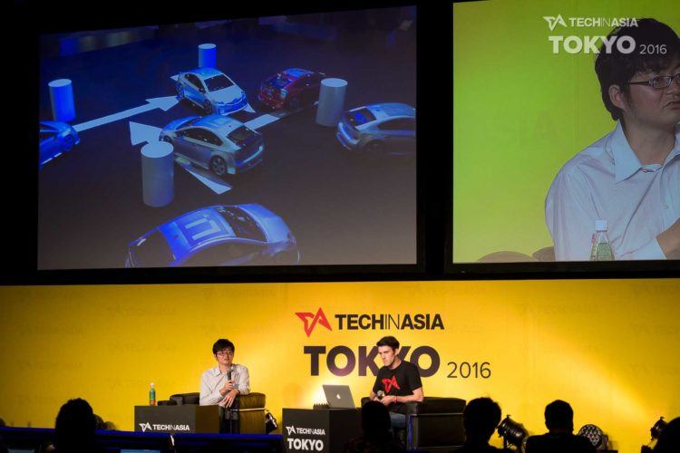 Toru Nishikawa from Preferred Networks explaining self-driving car technology to Peter Rothenberg at Tech in Asia Tokyo 2016. 