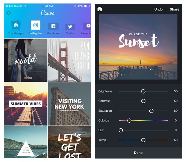 Canva iPhone app