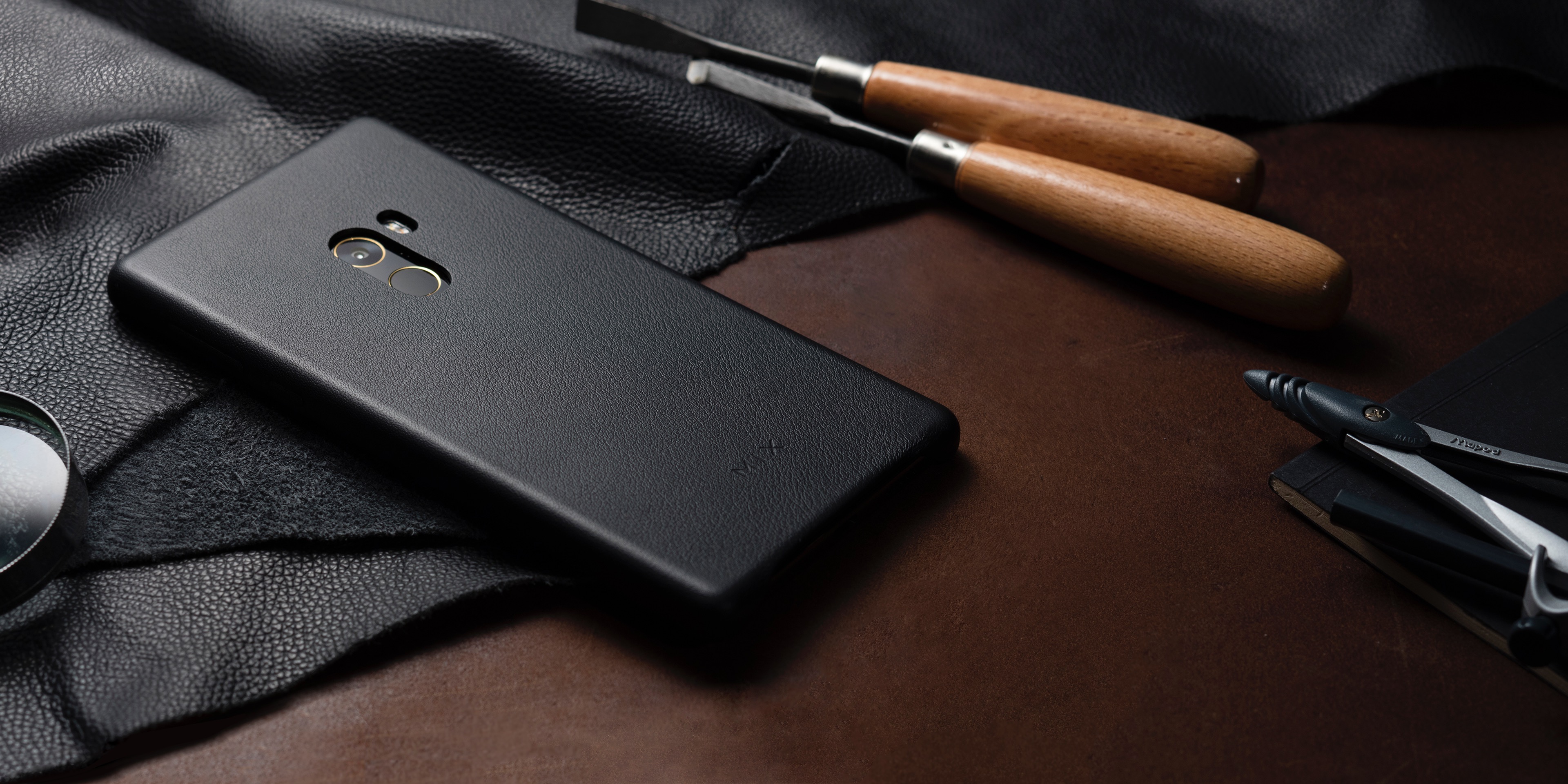 Xiaomi's fancy new concept phone comes with a phone case made by Danish leather company ECCO. Photo credit: Xiaomi.