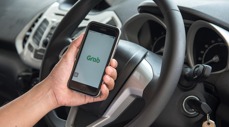 Grab app in car