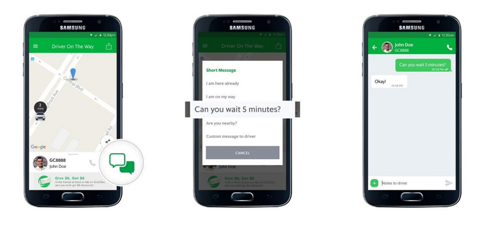 GrabChat in-app messaging service