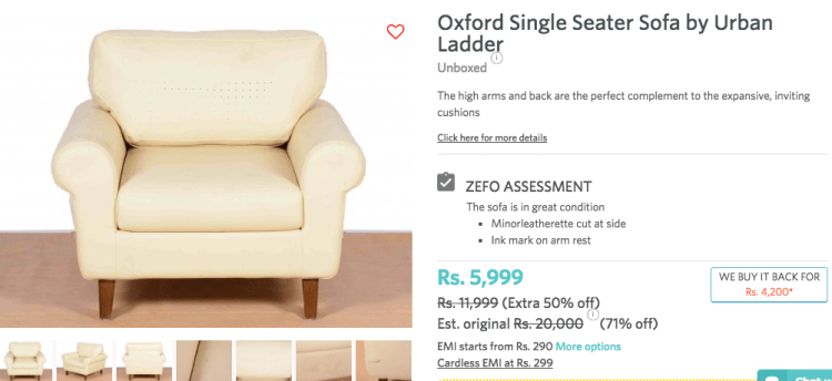 Unboxed sofa in Zefo