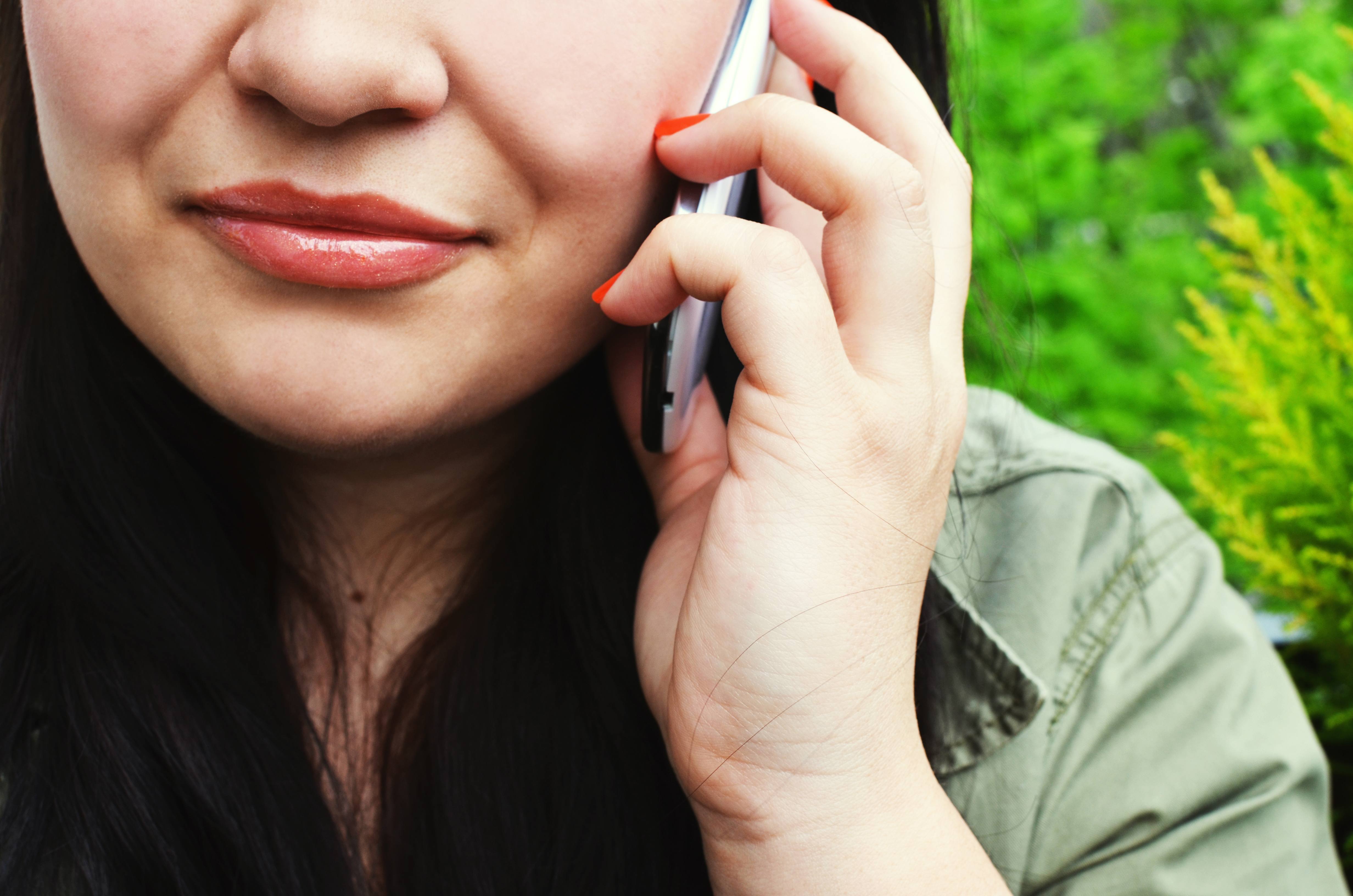 Woman picks up a call