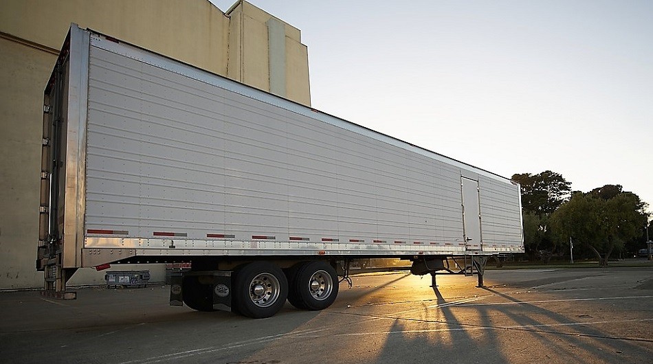 Truck trailer in parking lot, logistics, lorry, delivery