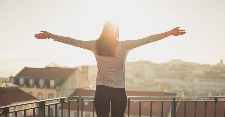 woman on roof deck