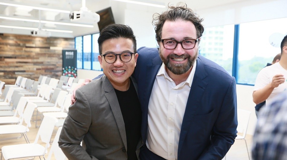 Zendesk GM of chat Royston Tay (L) and CEO Mikkel Svane at the company's revamped Singapore office.