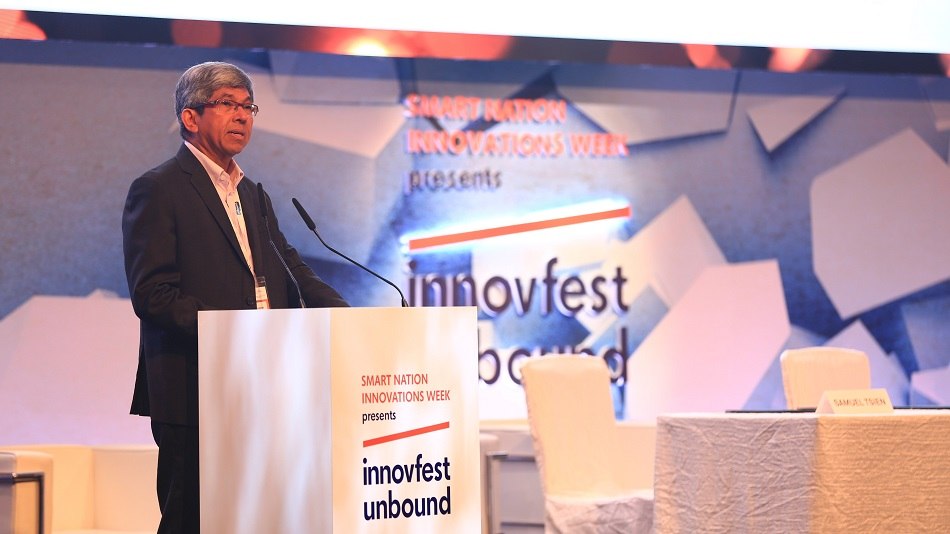 Minister for communications and information Dr. Yaacob Ibrahim announces AI.SG at Innovfest Unbound.