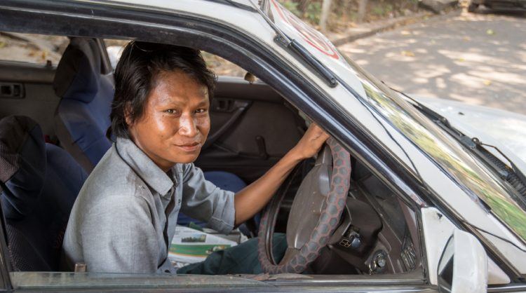 A taxi driver in Yangon, Myanmar