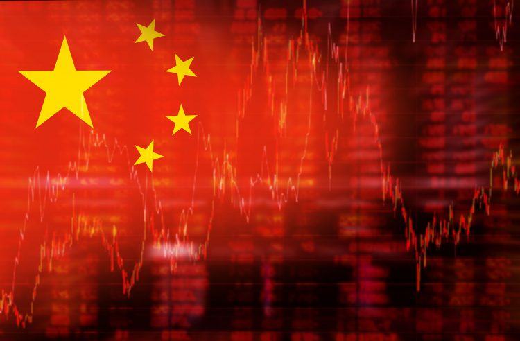 Flag of China downtrend stock data diagram