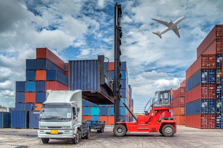 Containers in the port of Laem Chabang in Thailand.