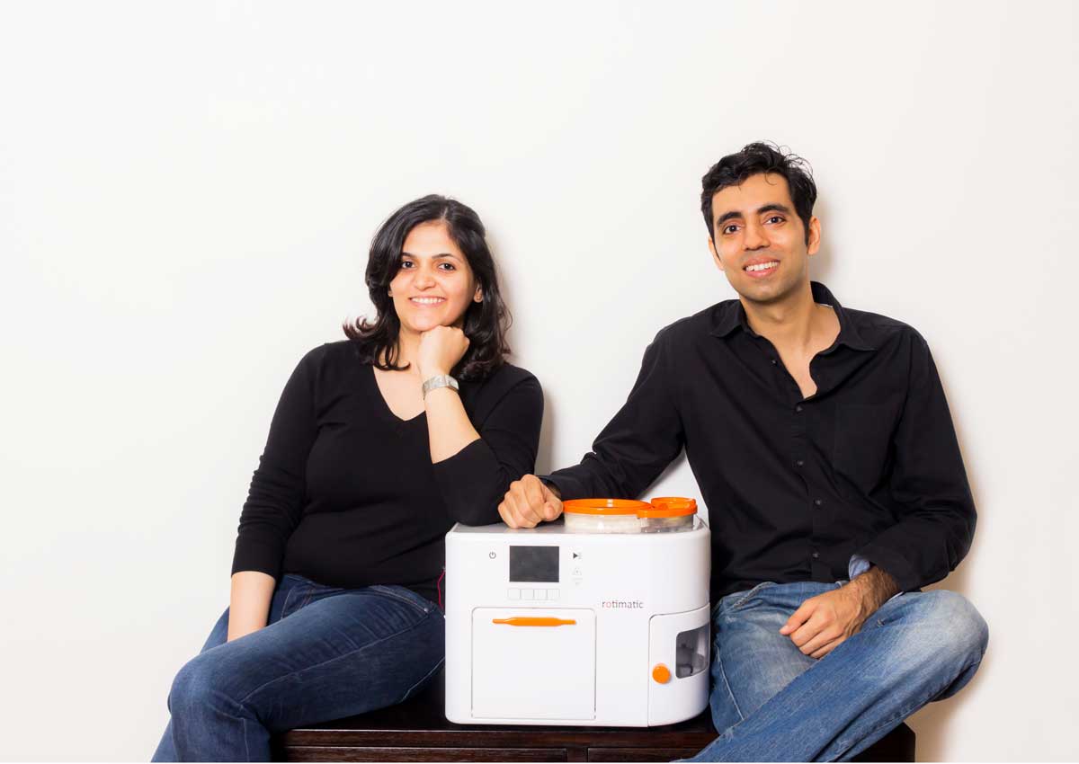 Rotimatic founder Pranoti Nagarkar with husband and co-CEO, Rishi Israni. Image: Rotimatic