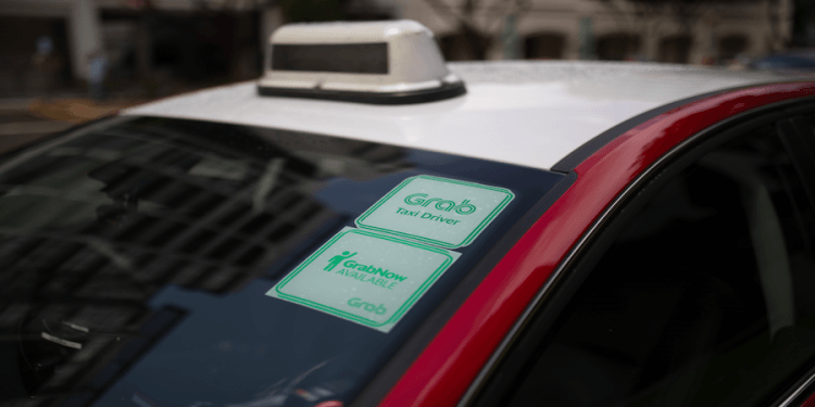 Taxi with Grab sticker