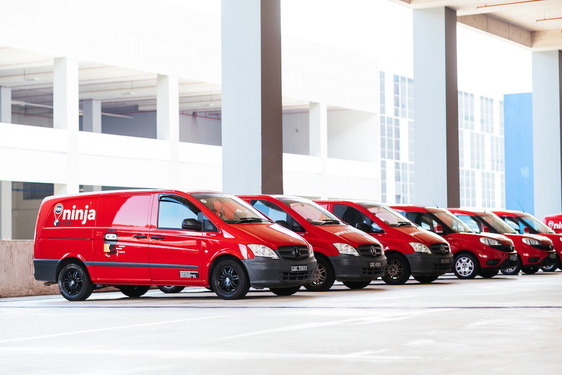 A fleet of Ninja Van's vans