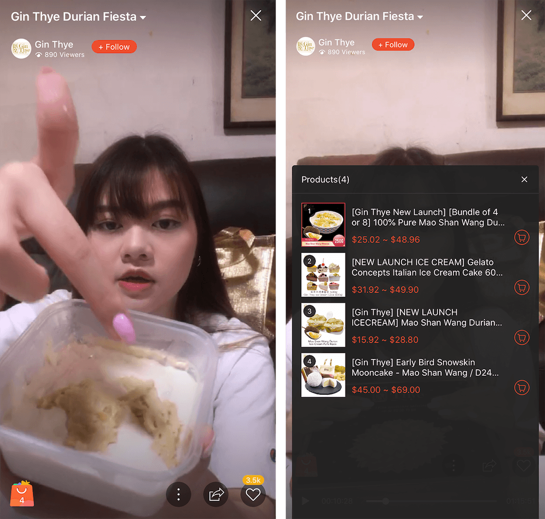 Gin Thye livestream on Shopee Live