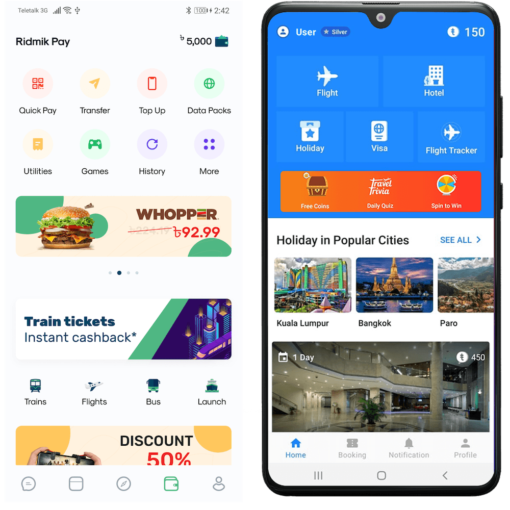 Ridmik Pay and ShareTrip app