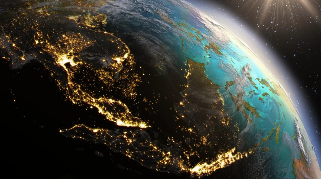 Southeast Asia from space, view of the Earth, aerial view, SEA