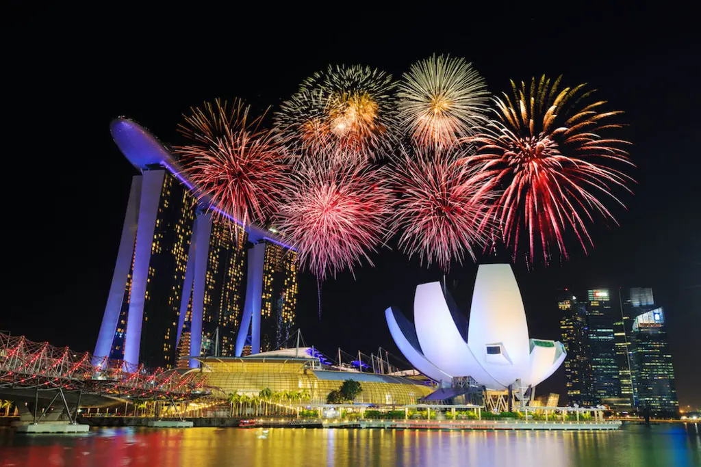 Fireworks Singapore skyline